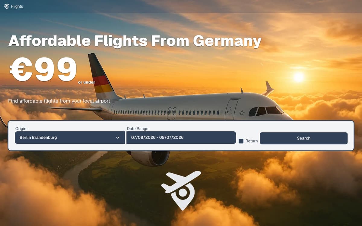 Screenshot of the Flights website homepage showing a flight search form